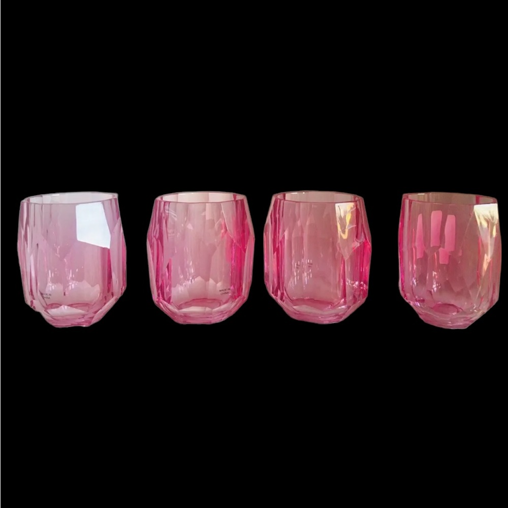 Rachel Zoe Set of 4 Pink Acrylic outdoor Indoor Tumbler Glasses